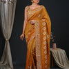 Women's Viscose Silk Mustard Embellished Designer Saree With Blouse Piece