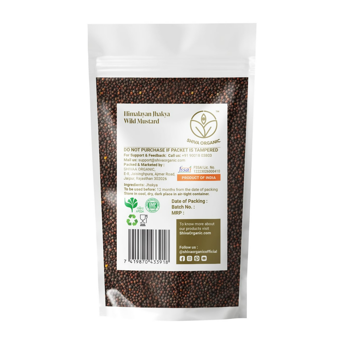 Shiva Organic Himalayan jakhiya seeds pahadi (Wild Mustard) Black Jakhya Seeds