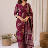 Dhiyona IE Women Floral Printed Regular Chanderi Silk Kurta with Trousers & With Dupatta