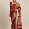 Women's Cotton Silk Rust Woven Design Handloom Saree With Blouse Piece