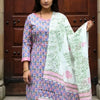 Dhiyona IE Floral Printed Round Neck Pure Cotton Straight Kurta With Trousers & Dupatta