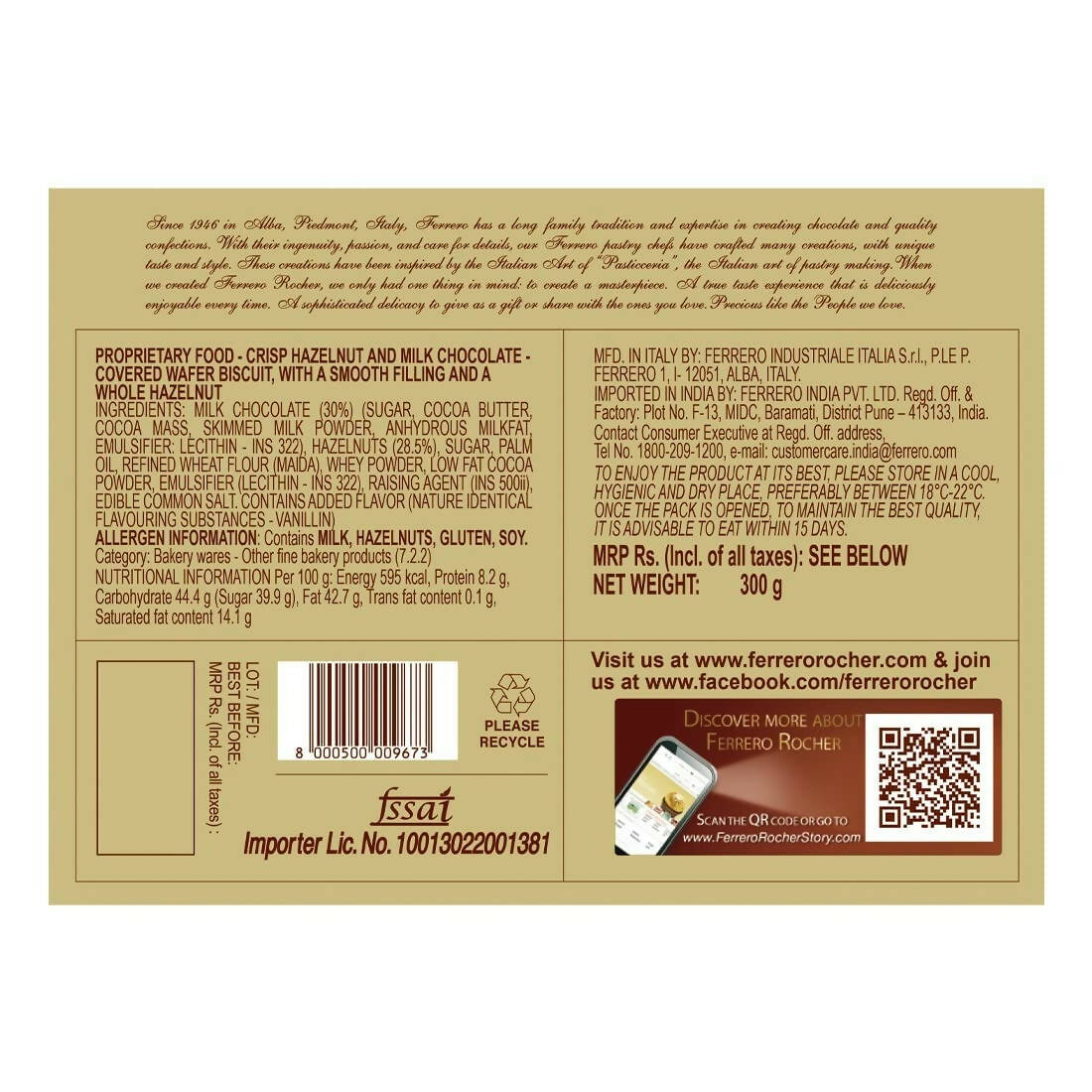 Ferrero Rocher Exquisite Hazelnut And Milk Chocolate | Premium Gift Box Rich, Creamy, Crunchy and Nutty Chocolate For Special Occasions