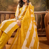 Dhiyona SN Women's Striped Pure Cotton Straight Kurta & Trousers With Printed Dupatta
