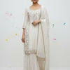 Indyancart VA Women Ethnic Motifs Embroidered Regular Thread Work Kurta with Sharara & With Dupatta