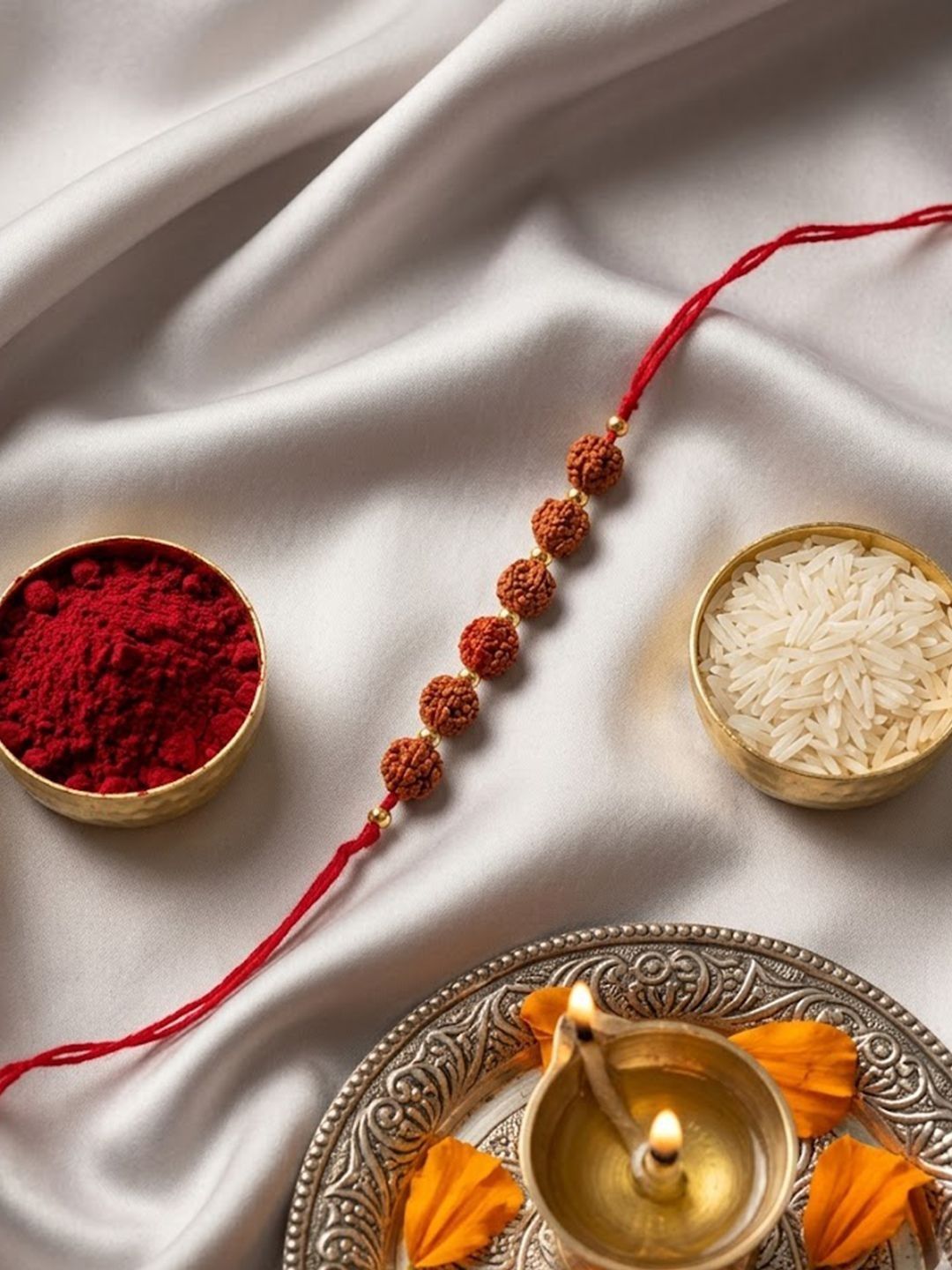 Anouk Religious Rudraksh Thread Rakhi With Roli Chawal Chandan Mishri