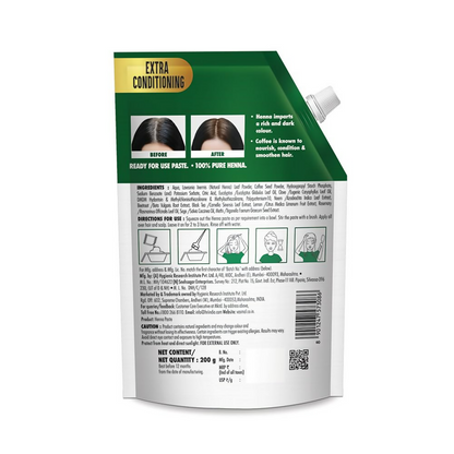 Vasmol Natural Henna Paste ready to use for hair coloring, with a smooth, greenish paste texture in a container.