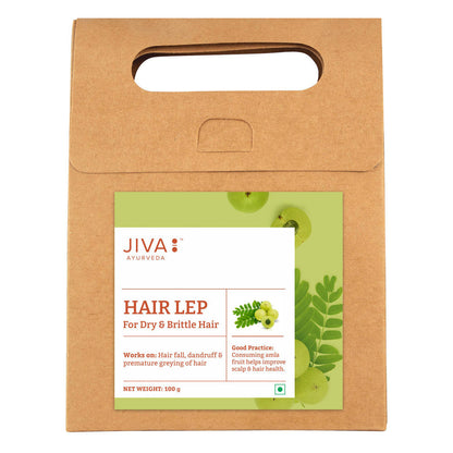 Jiva Ayurveda Hair Lep hair mask in a plain container, designed to nourish and strengthen hair naturally.