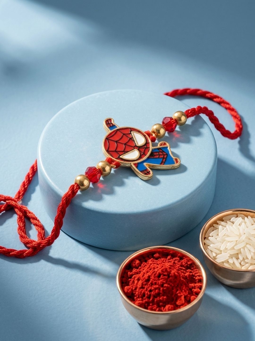 Anouk Kids Spider Man Character Artificial Beads Thread Rakhi With Roli Chawal Chandan