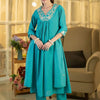 Indyancart IE Women Ethnic Motifs Embroidered Panelled Thread Work Pure Cotton Kurta with Trousers & With Dupatta