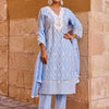 Indyancart IE Women Floral Embroidered Pure Cotton Kurta with Trousers & Dupatta