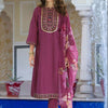 Indyancart IE Women Floral Embroidered Regular Thread Work Kurta with Trousers & With Dupatta