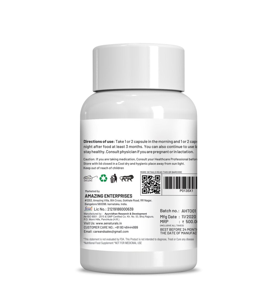 Ae Naturals Health Tone Weight Gain Capsules - Indyancart
