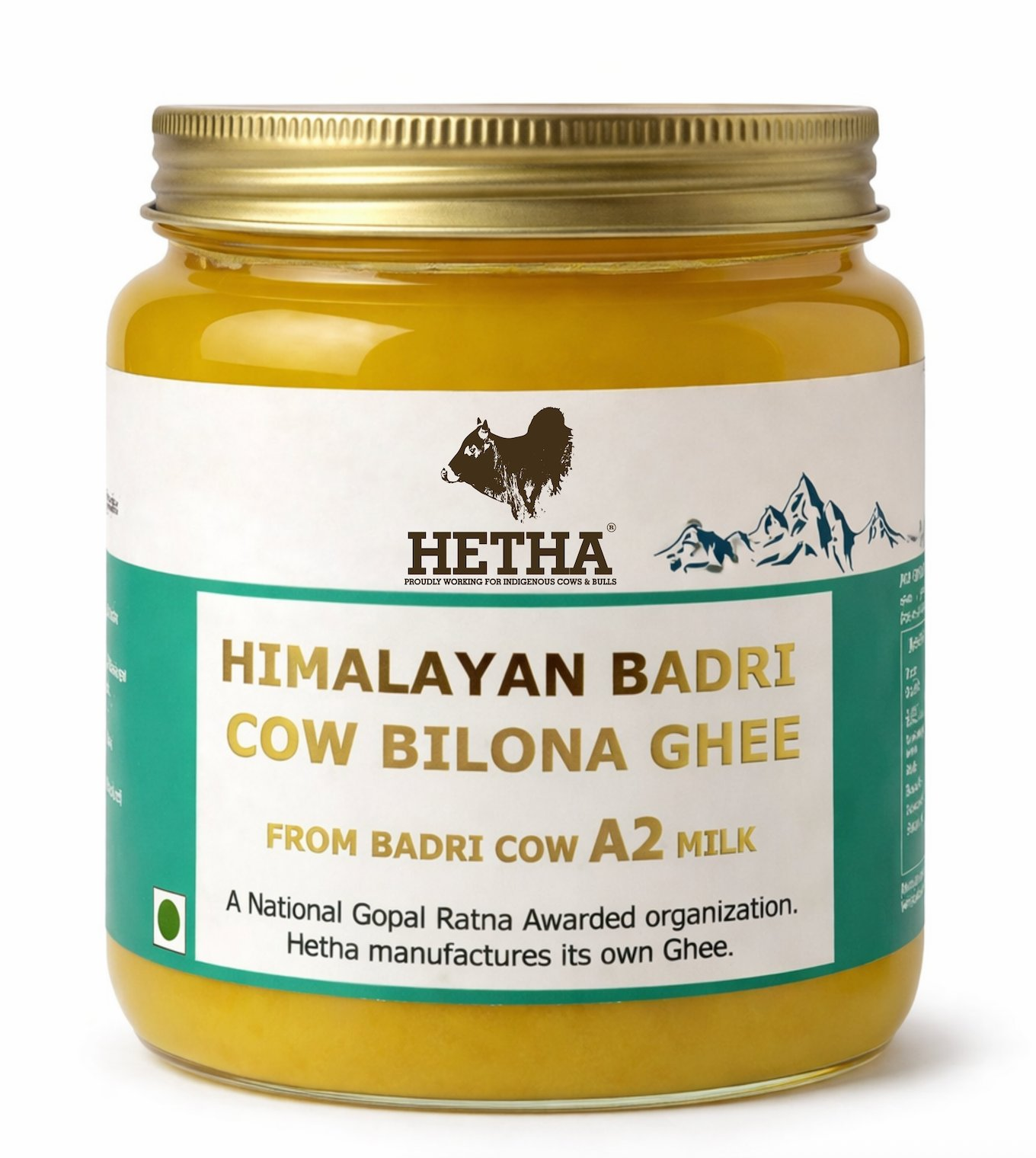 Hetha Himalayan Badri Cow A2 cultured Bilona Ghee / A2 Ghee | Organic and Pure Cow Ghee | Made From Grass Fed A2 Cow's Milk