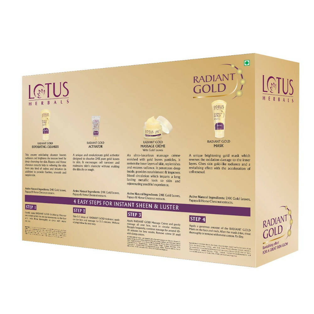 Lotus Herbals Radiant Gold Cellular Glow Facial Kit For All Skin Types - Indyancart
