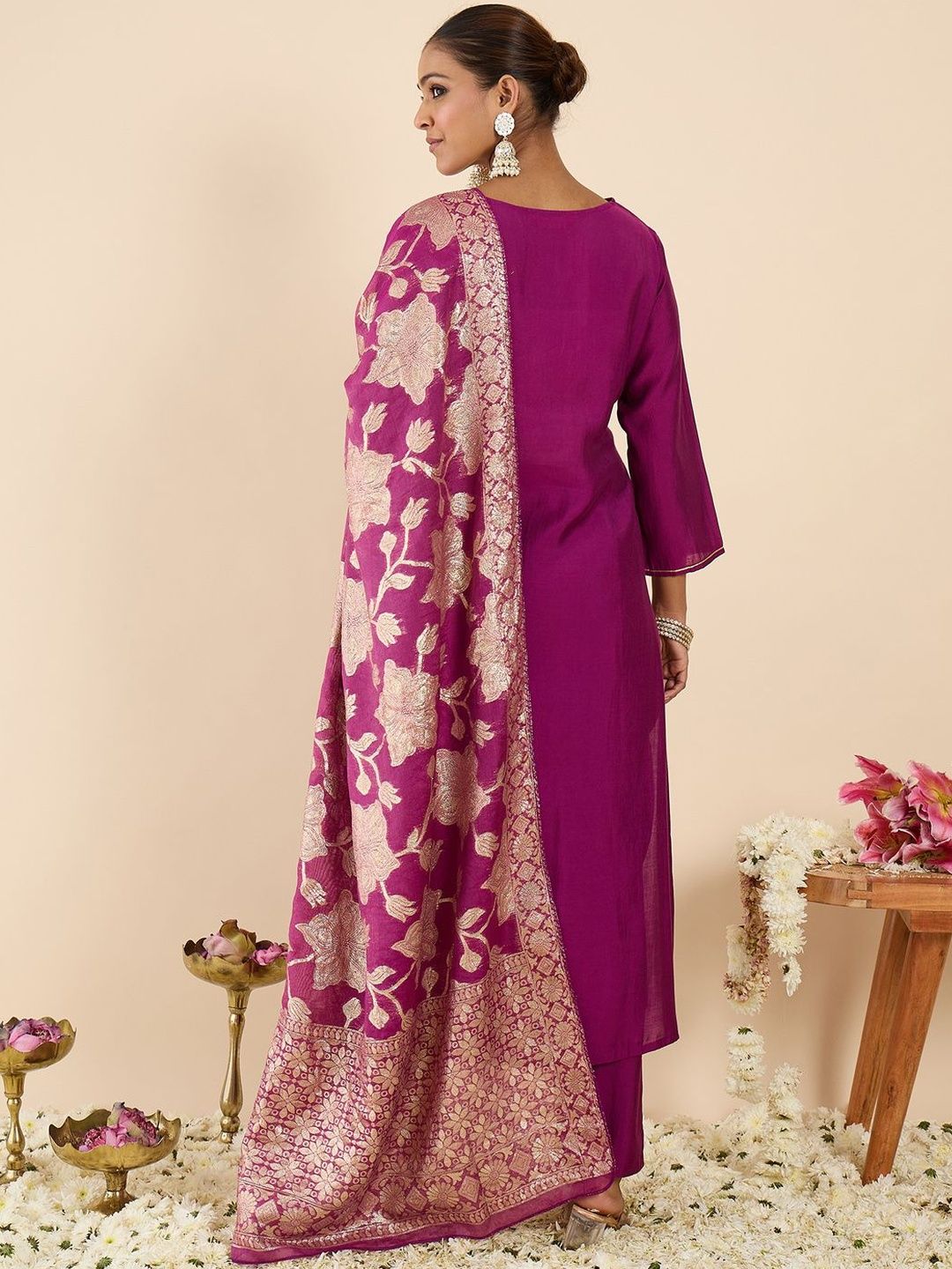 Yoke Design Thread Work Kurta With Palazzos
