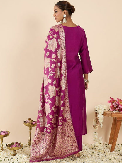 Yoke Design Thread Work Kurta With Palazzos