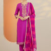 Indyancart IE Women Ethnic Motifs Embroidered Regular Thread Work Kurta with Trousers & With Dupatta