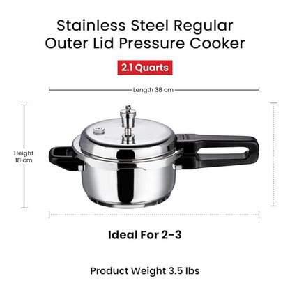 Vinod 18/8 Stainless Steel Outer Lid Pressure Cooker