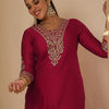 Dhiyona IE Women's Women Ethnic Motifs Embroidered Regular Liva Straight Kurta with Trousers