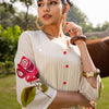Dhiyona IE Floral Printed Mandarin Collar Pure Cotton A-Line Kurta With Trouser