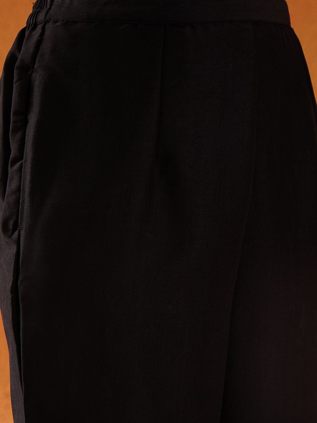 Black Floral Yoke Design Straight Sequinned Kurta With Trousers & Dupatta