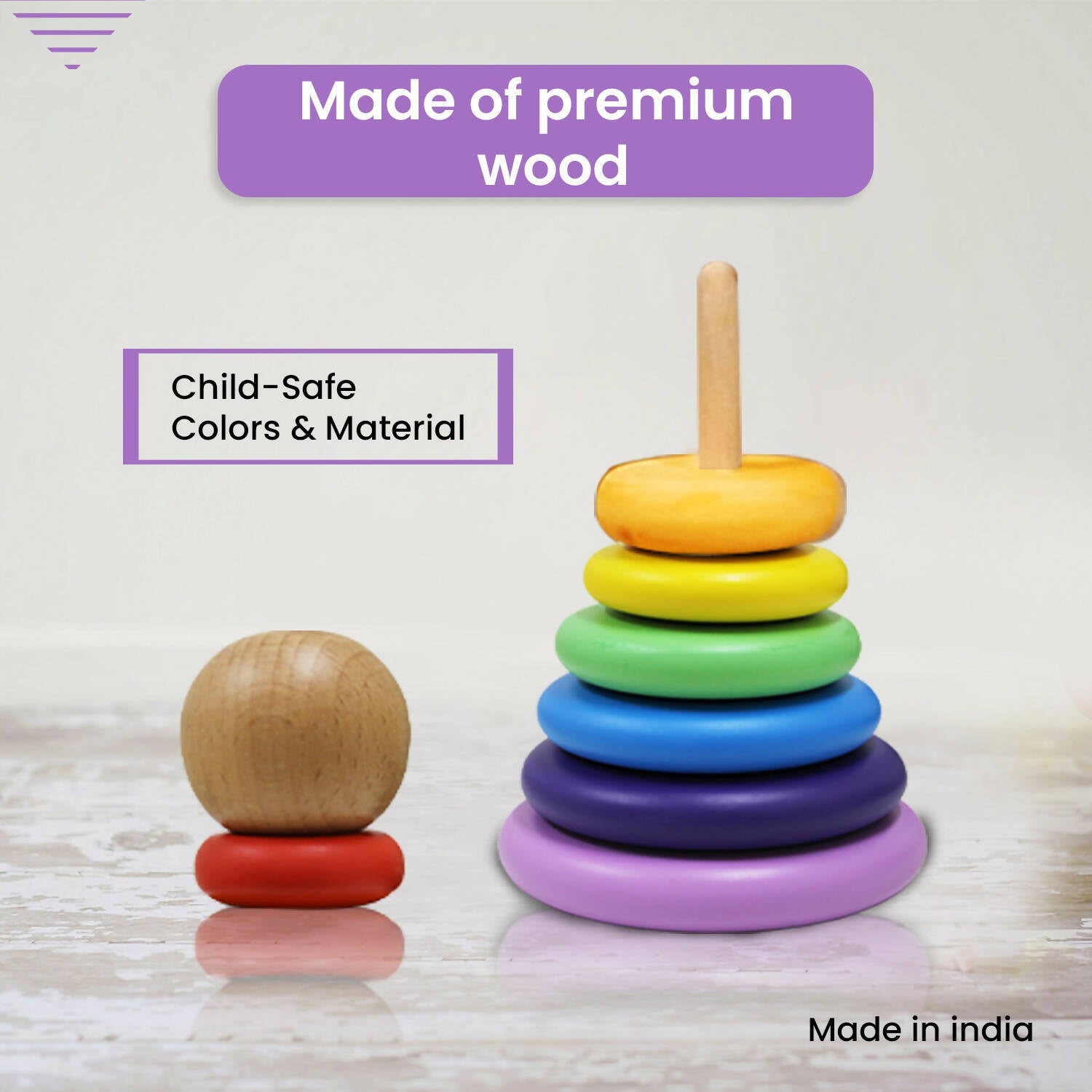 Matoyi Rainbow Colored Ring Stacker Toy For Kids - Indyancart