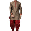 Men's Maroon Silk Blend Pathani Kurta and Dhoti Set