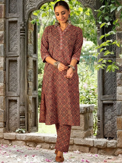 Women Printed Regular Pure Cotton Kurta with Trousers