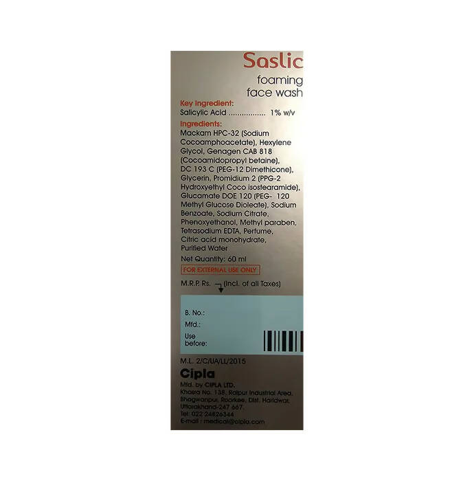 Cipla Saslic Foaming Face Wash - Indyancart