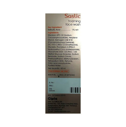 Cipla Saslic Foaming Face Wash - Indyancart