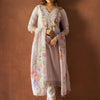 Dhiyona IE Floral Embroidered Thread Work V-Neck Straight Kurta With Trousers & Dupatta