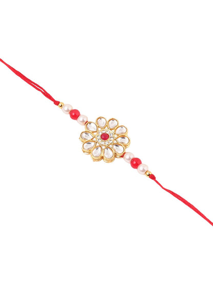 Anouk Kundan Studded And Beaded Bhaiya Bhabhi Rakhis With Roli Chawal