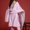 Dhiyona IE Women Ethnic Motifs Embroidered Regular Liva Kurta with Trousers & Dupatta