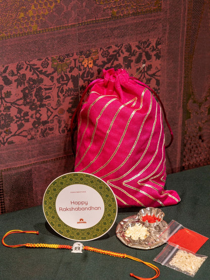 Anouk 925 Sterling Silver Rakhi With Roli Chawal Plate & Potli