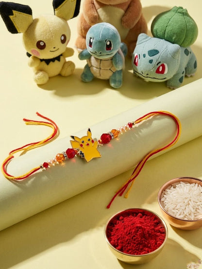 Anouk Kids Pikachu Pokemon Cartoon Yellow & Red Thread Rakhi