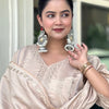 Dhiyona VV Smira Beige Kurta and Pant Dupatta Sets Silk Blend Fabrics with Embroidery