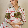 Indyancart IE Floral Printed V-Neck Straight Pure Cotton Kurta With Trousers