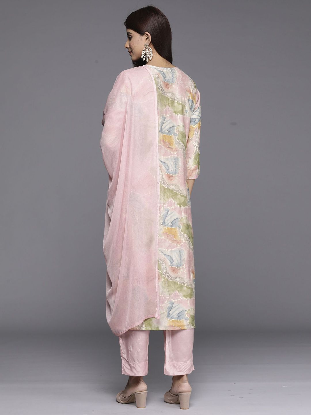 Women Floral Embroidered Kurta with Palazzos & Dupatta