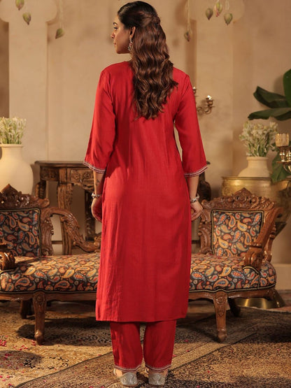 Women Paisley Embroidered Regular Kurta & Trouser With Dupatta