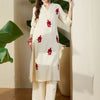 Dhiyona IE Women Pure Cotton Floral Embroidered Thread Work Pure Cotton Kurta with Palazzos