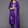 Indyancart IE Ethnic Motifs Embroidered Kurta with Trousers & Dupatta