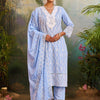 Indyancart IE Women Ethnic Motifs Embroidered Regular Chikankari Pure Cotton Kurta with Trousers & With Dupatta