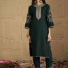 Indyancart VA Women'sFloral Yoke Design Straight Kurta With Trousers & Dupatta