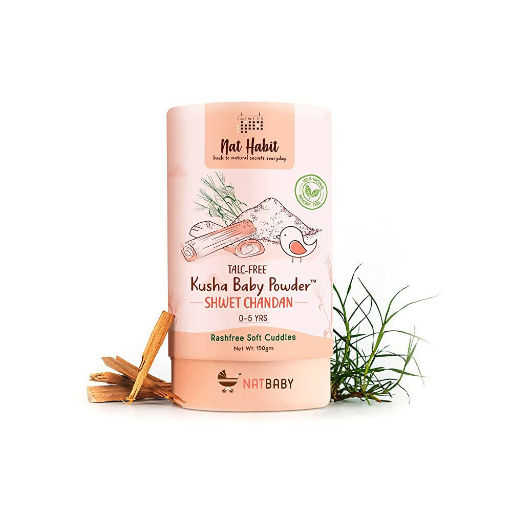 Nat Habit Shwet Chandan Kusha Baby Powder - Indyancart