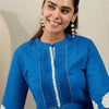 Dhiyona IE Women Printed Pleated Pure Cotton Kurta with Trousers