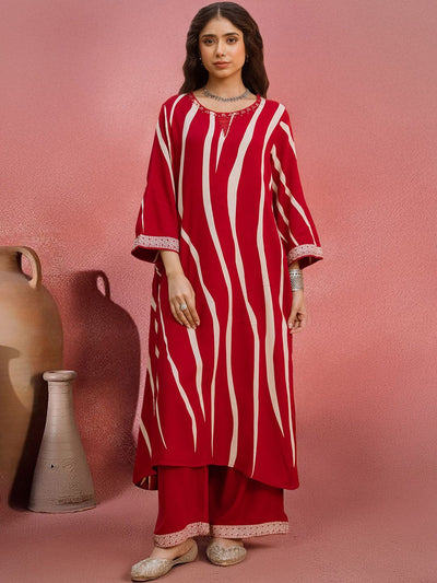 Indyancart SN Women's Striped Kurta with Palazzo