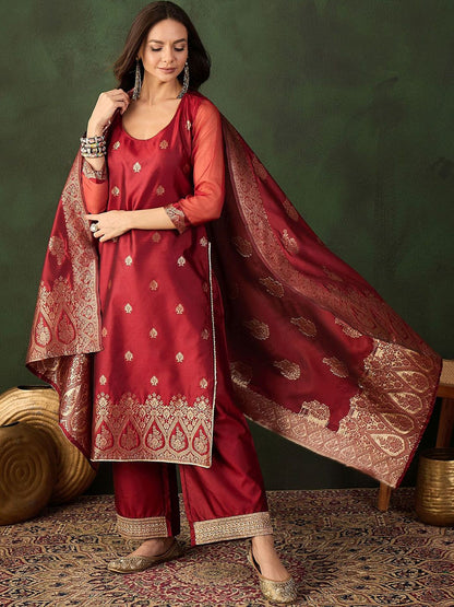 Dhiyona SN Women's Woven Design Kurta & Palazzo With Dupatta