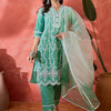 Dhiyona SN Women's Floral Embroidered Cotton Kurta with Trousers & Dupatta