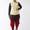 Men's Black Silk Blend Straight Jacket  Kurta and Dhoti Set