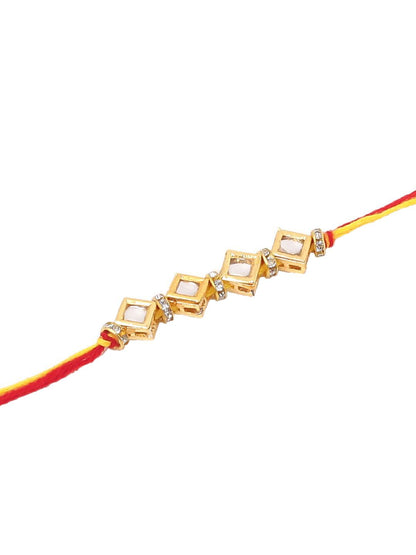 Anouk Kundan Studded Bhaiya Bhabhi Rakhis With Roli Chawal Chandan & Mishri